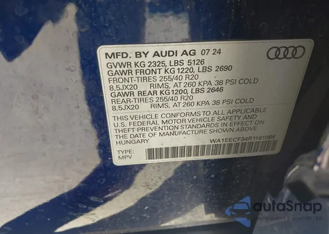 2024 Audi Q3 Premium Plus 45 Tfsi S Line Quattro Tiptronic z USA, uszkodzony, nr VIN WA1EECF34R1181986